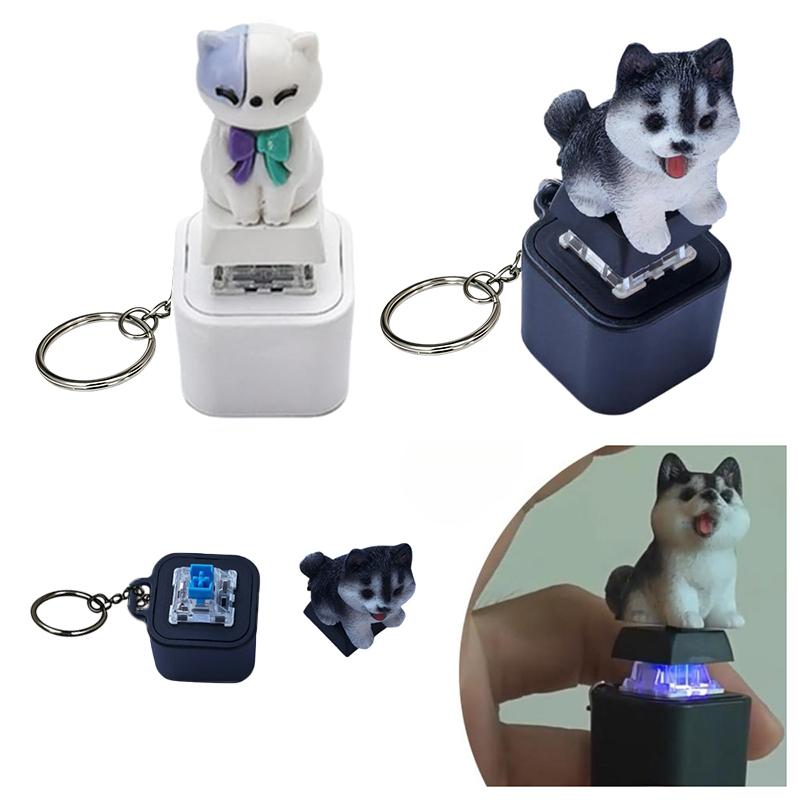 Training Clicker Dog - Stressabbau-Haustier-Trainingsclicker, wiederaufladbarer Schlüsselanhänger mit LED und