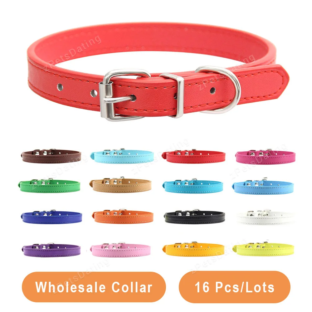 Pet Supplies Wholesale - Großhandel 16-teiliges Haustierhalsband aus massivem PU-Leder,