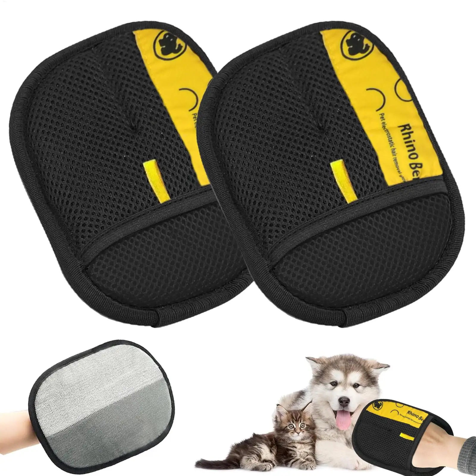 Pet Grooming Glove - 2 Stück Katzenpflege-Handschuhe, elektrostatische Tierhaar-Entfernungsbürste zum