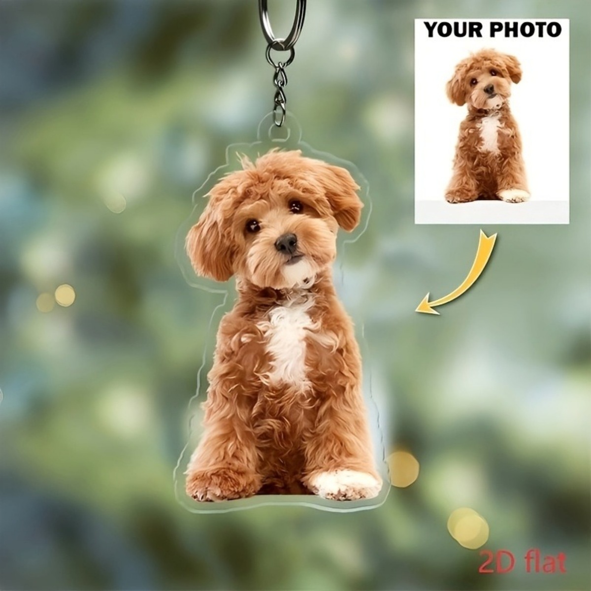 Pet Supplies Outlet - Personalisierter Foto-Schlüsselanhänger – Individueller Acryl-Schlüsselring, Doppelseitiges