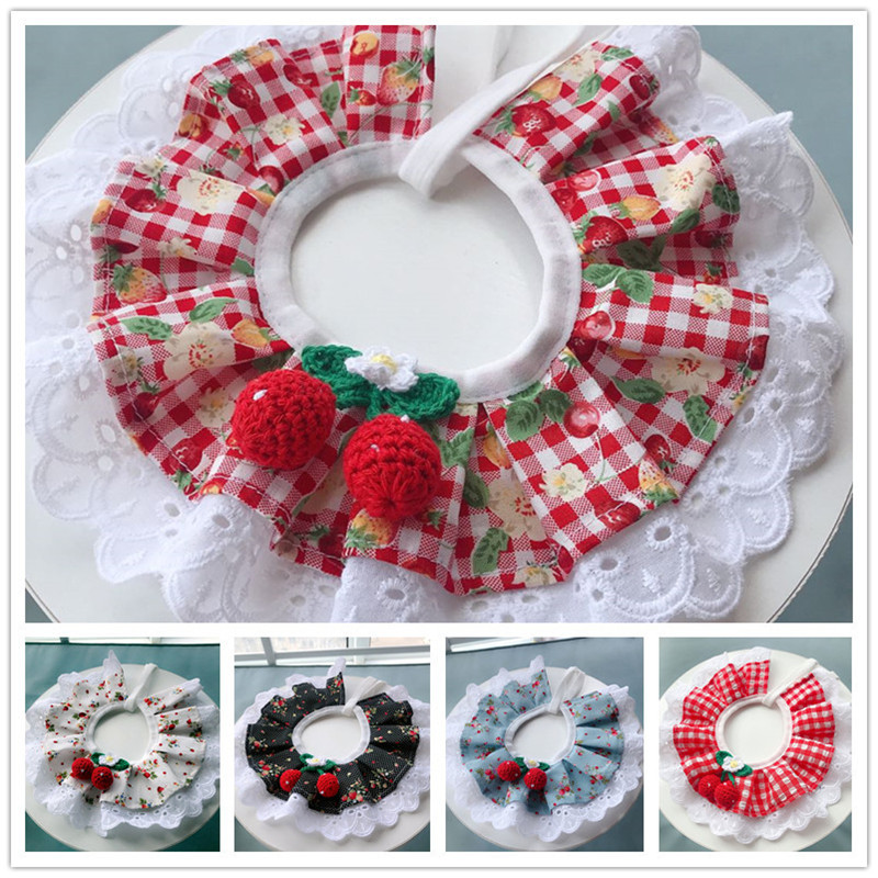 Pet Supplies In Bulk - Modische Kirsch-Welpen- und Katzen-Accessoires: Bedruckte Spitzen-Lätzchen,