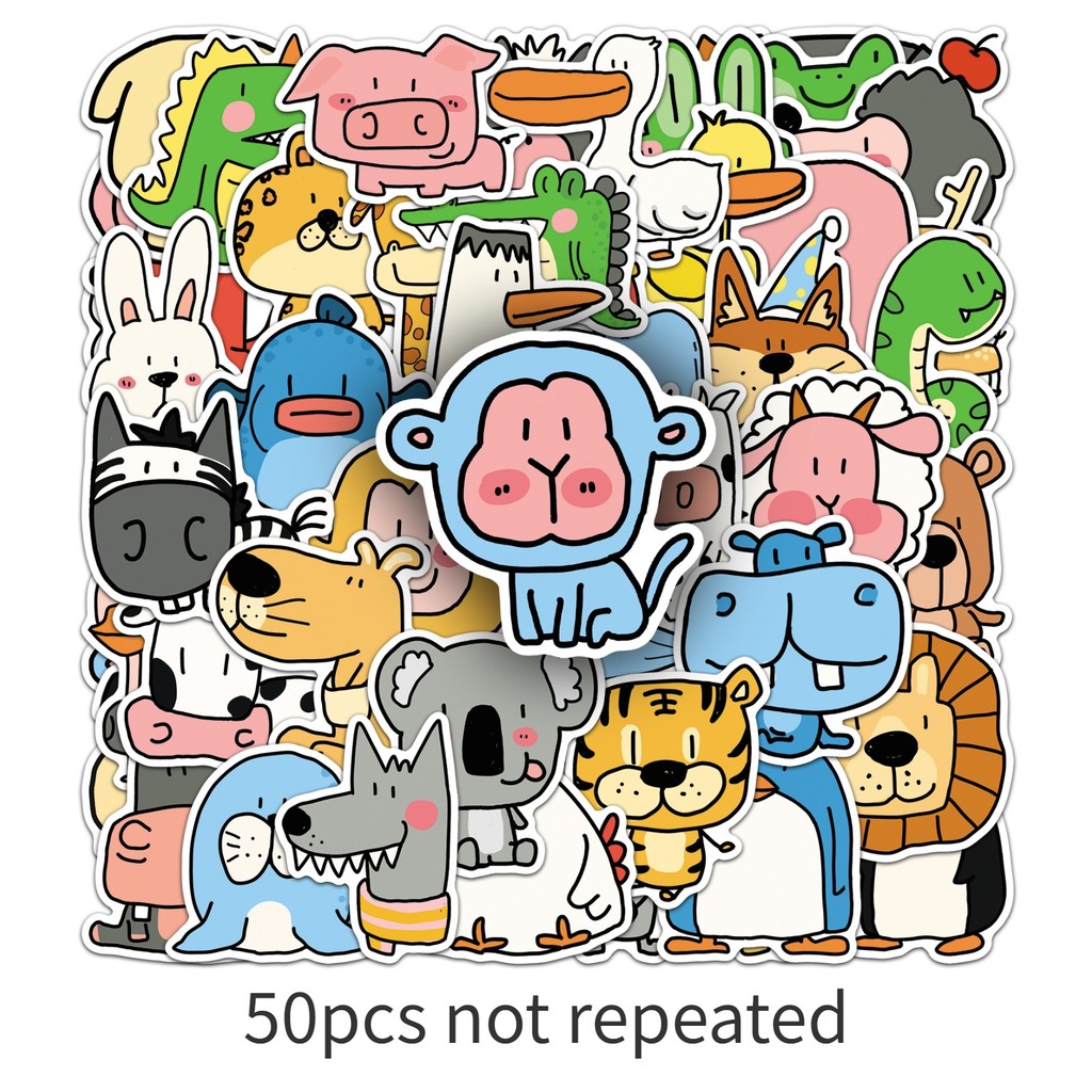 Pet Supplies In Store - 50 Blatt Zoo-Tier-Aufkleber, Niedliche Minimalistische Haustier-Doodle-Sticker,