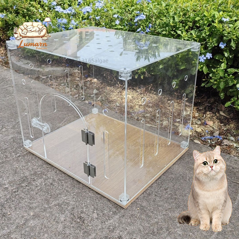 Pet Supplies In Store - Transparenter Acryl-Katzenkäfig für Innenräume, Tragbarer Hauskatzenkäfig,