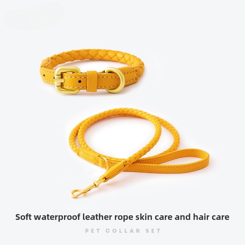 Pet Supplies Wholesale - Loudik Großhandel geflochtene Leder-Hundeleine, verstellbares Haustierhalsband,