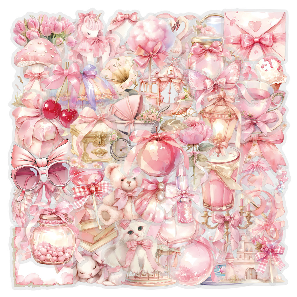 Pet Supplies In Store - 60 Stück Rosa Coquette-Aufkleber-Set - Wasserfeste