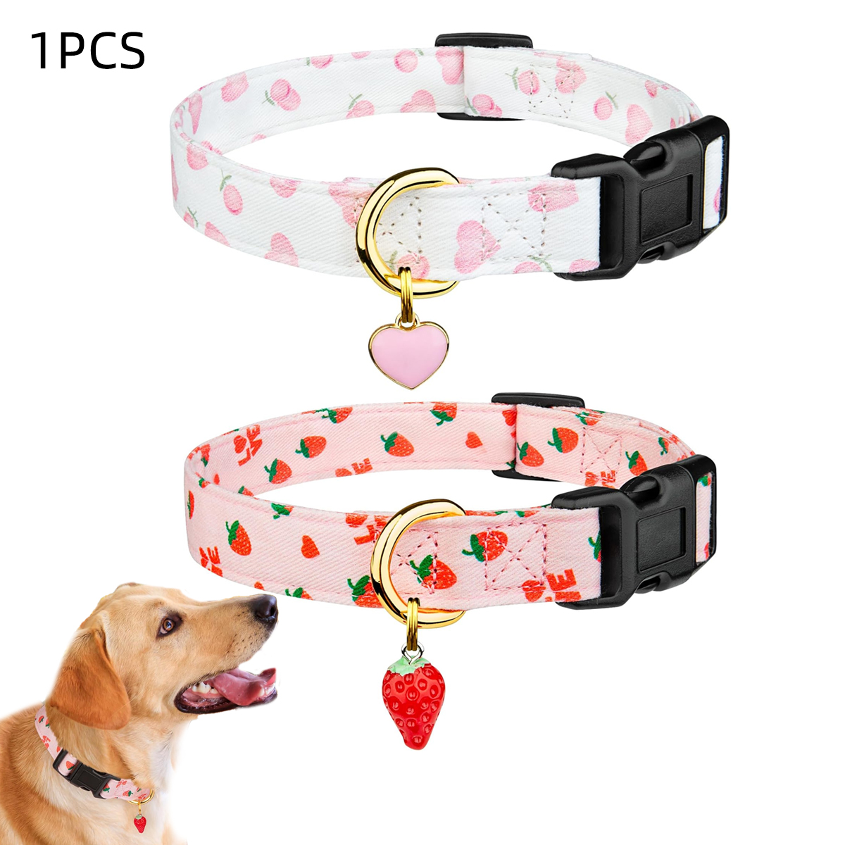 Pet Supplies In Bulk - Solides Hundehalsband aus Baumwolle mit niedlichem