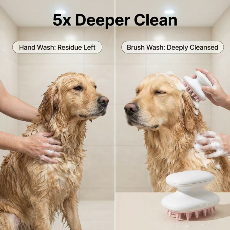Pet Supplies In Store - Haustier-Reinigungsbürste mit Massagefunktion für Hunde, Silikon-Badebürste,