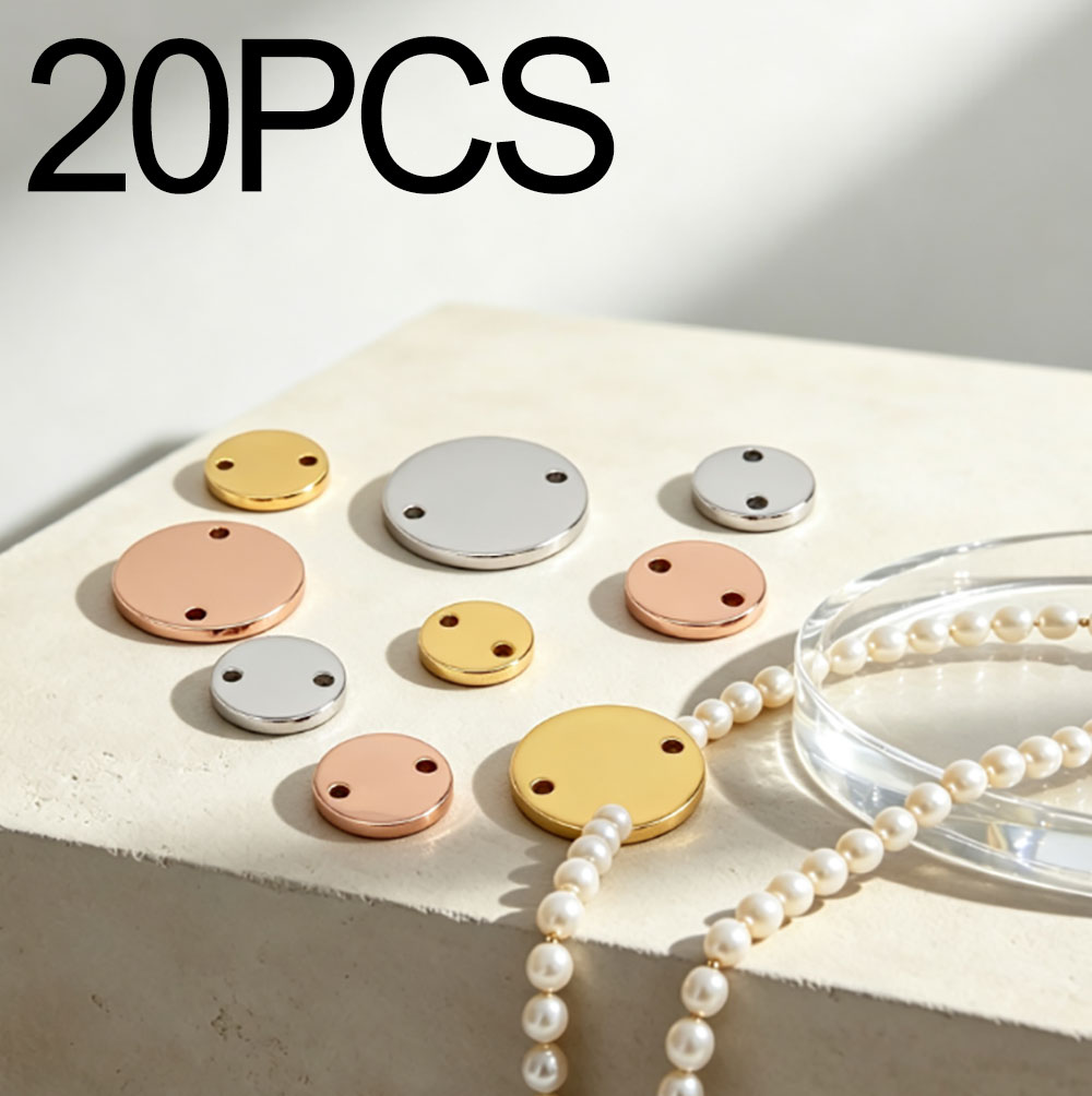 Pet Supplies Wholesale - Großhandel 20 Stück Edelstahl Runde Blanko-Anhänger